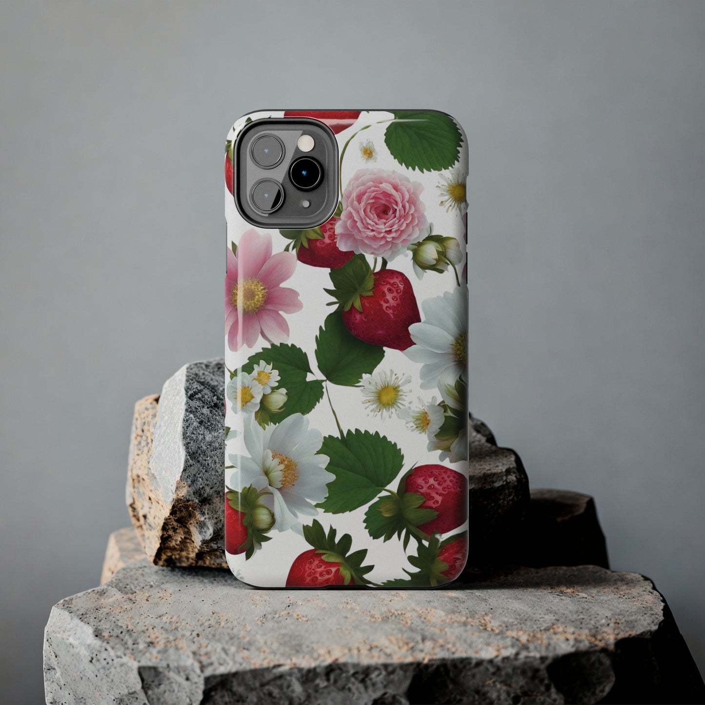 Floral Strawberries Design Tough Phone Cases