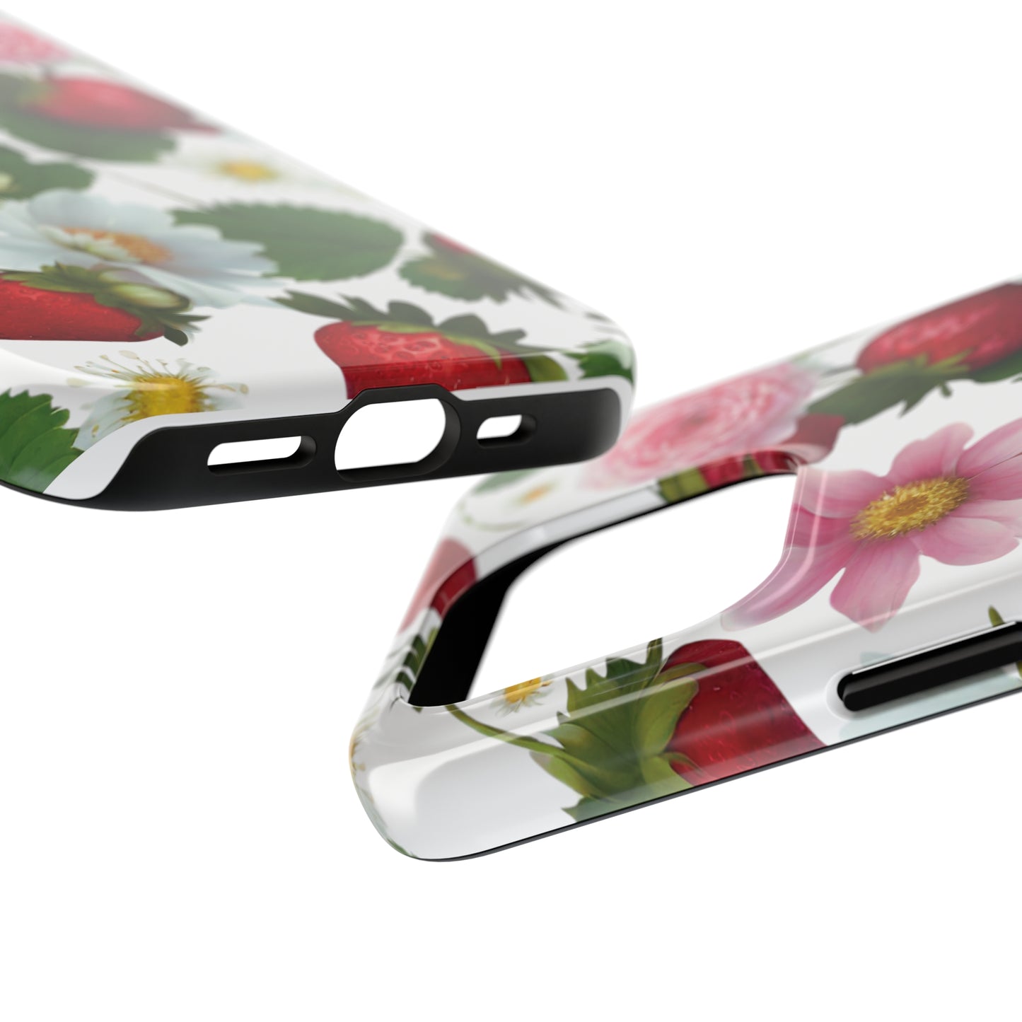 Floral Strawberries Design Tough Phone Cases