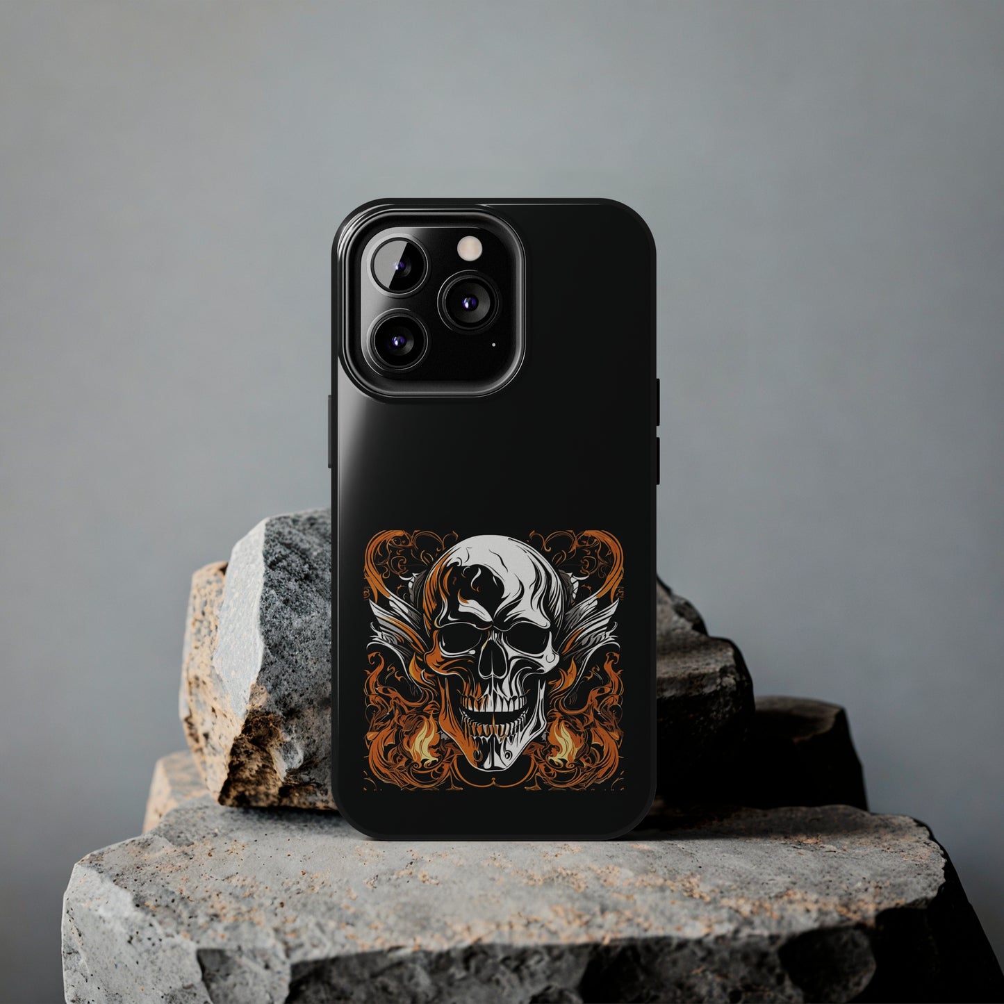 Flaming Skull Design Tough Phone Cases