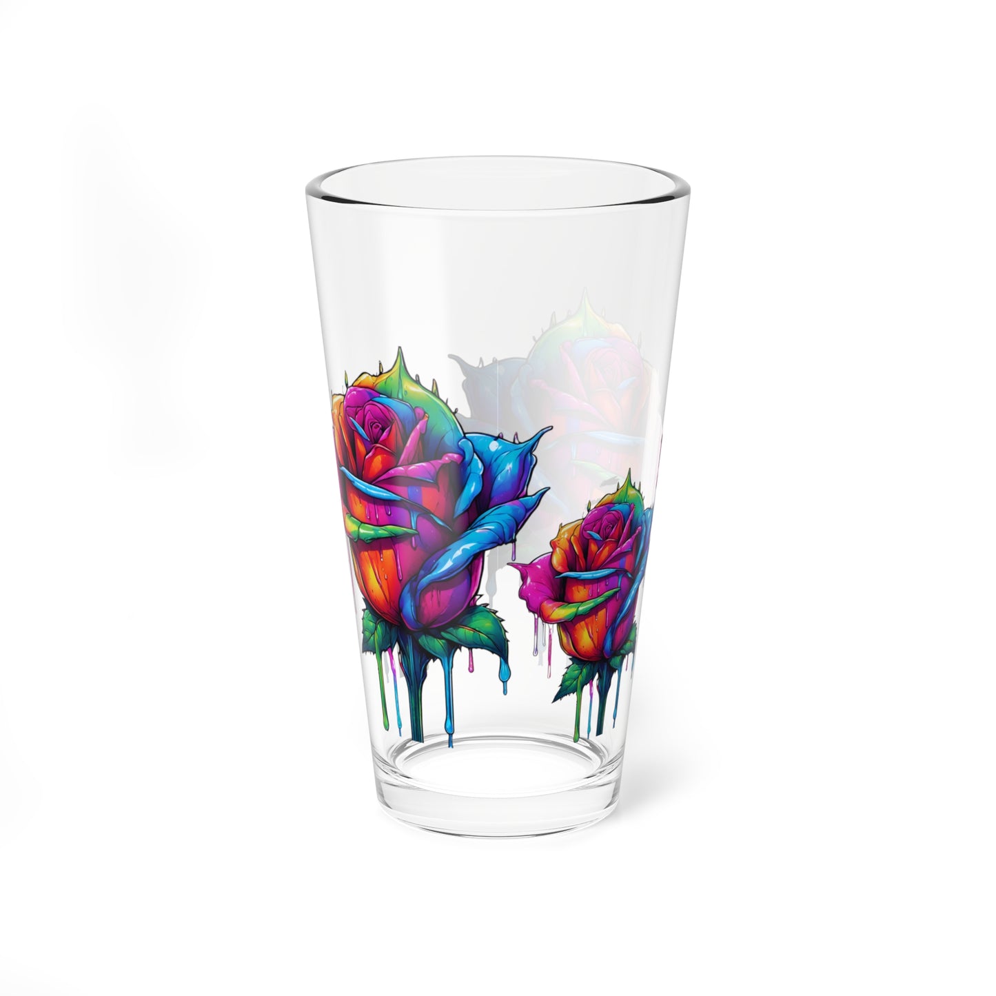 Rose Bleeding Colors Mixing Glass, 16oz, Pint Glass