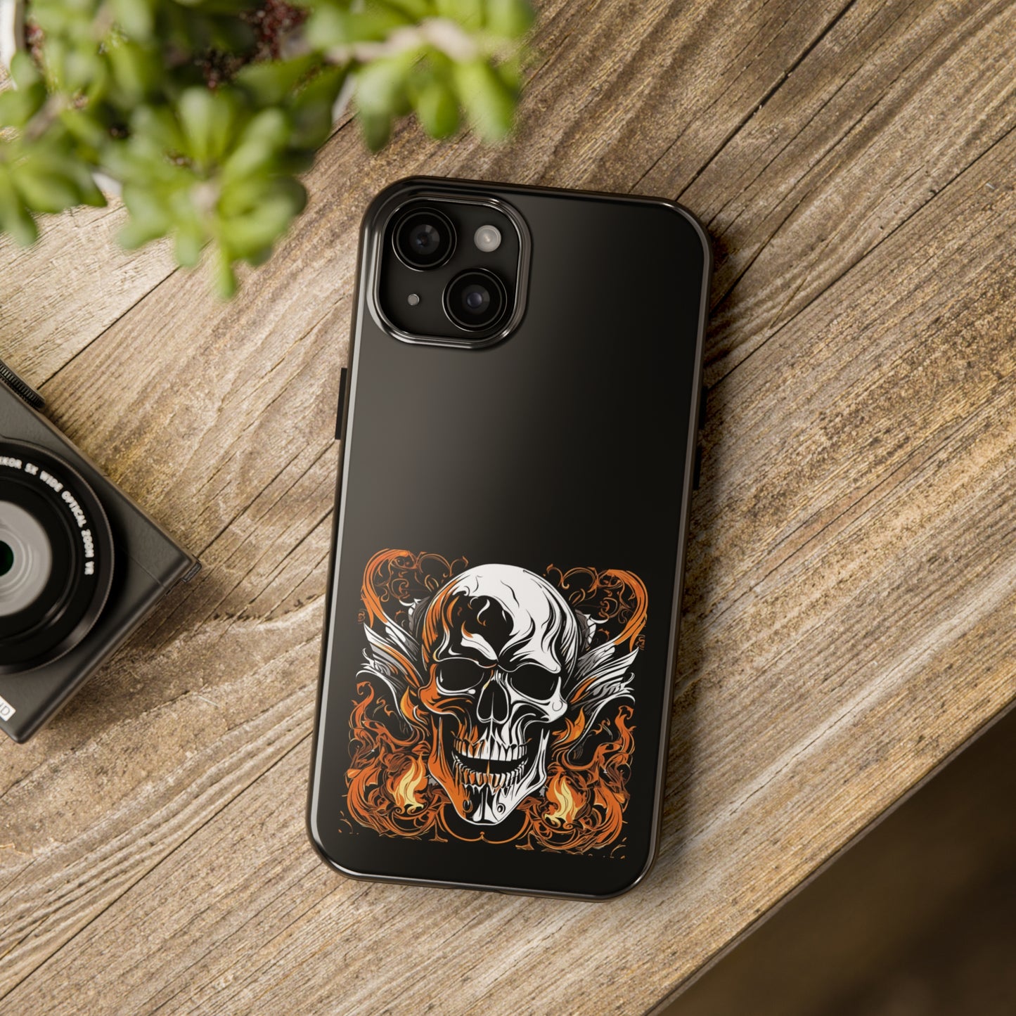 Flaming Skull Design Tough Phone Cases