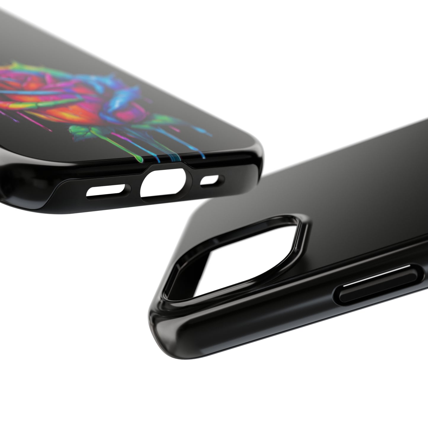 Rose Bleeding Colors on Black Tough Phone Cases