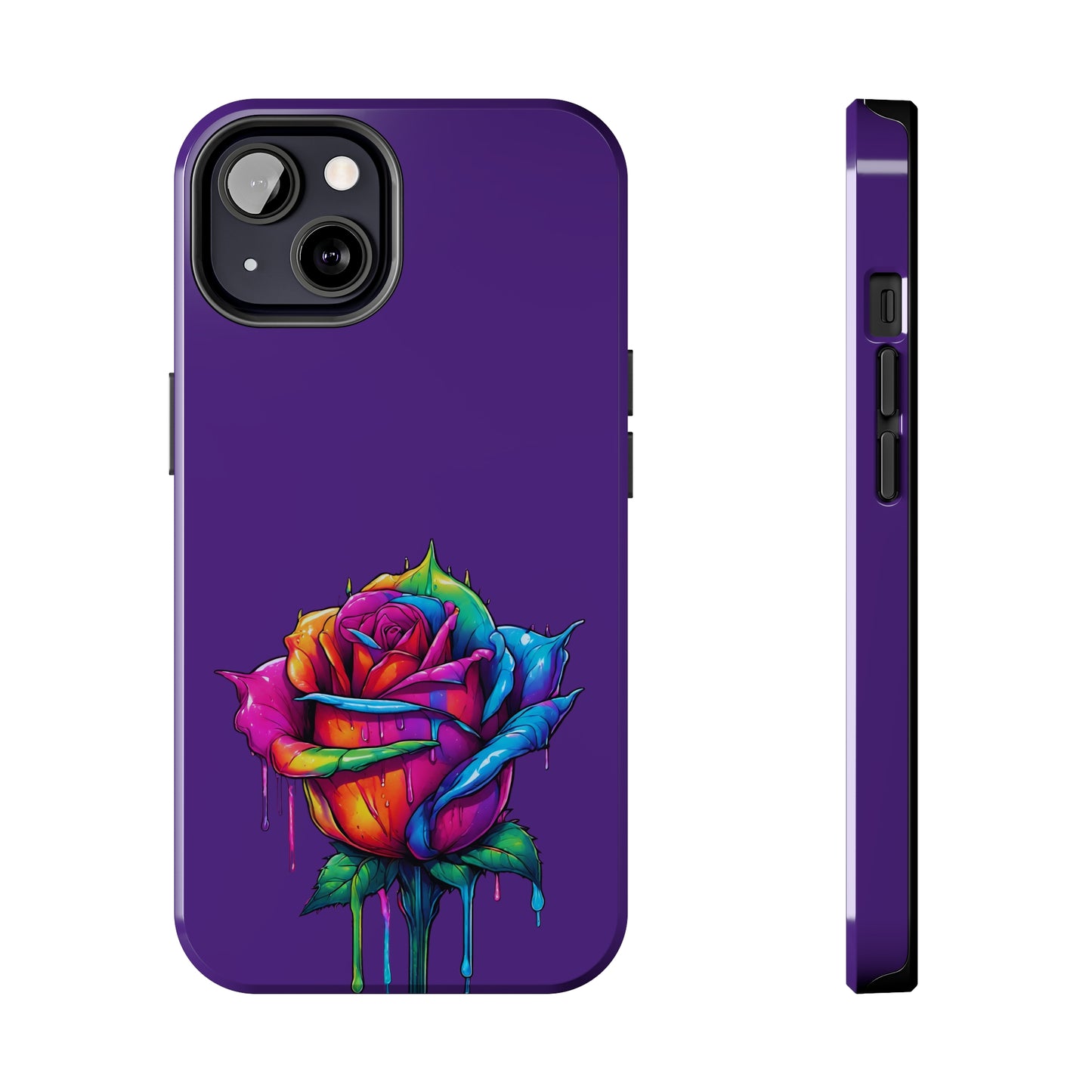 Rose Bleeding Colors on Purple Tough Phone Cases