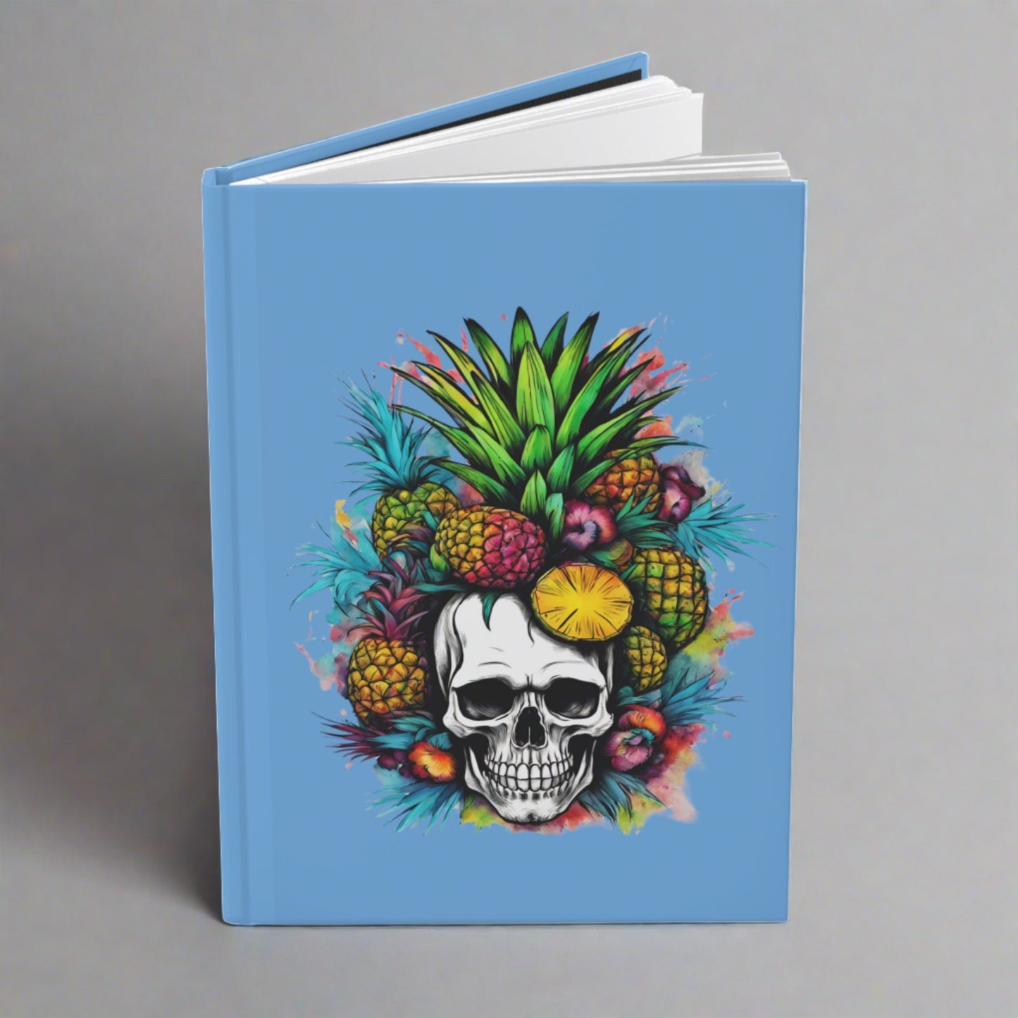 Colorful Mamba Skull on Light Blue Hardcover Journal Matte