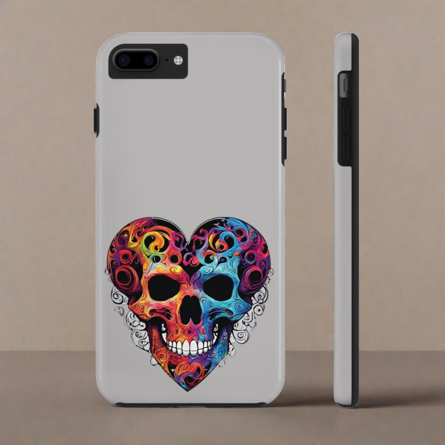 Colorful Heart Skull Tough Phone Cases