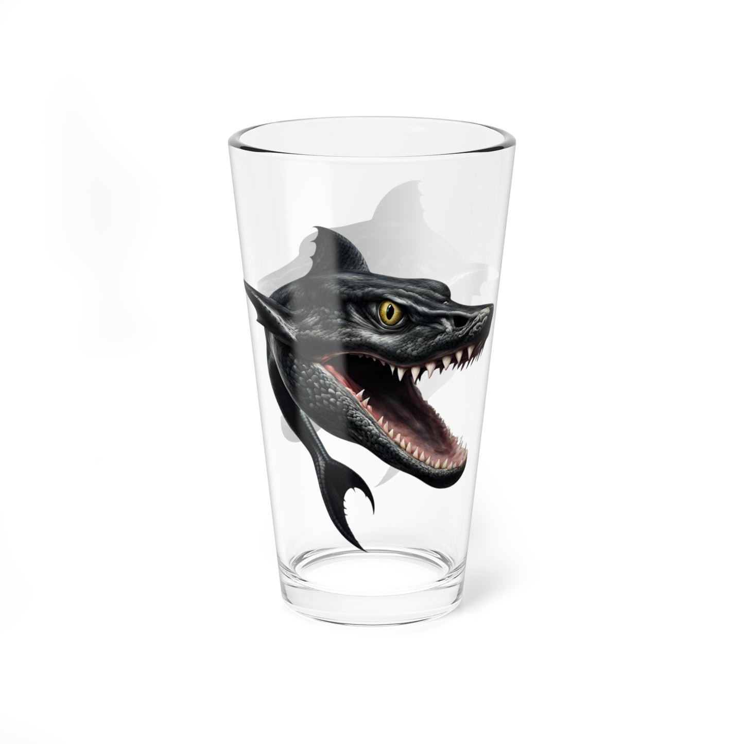 Black Gator Shark Mixing Glass, 16oz Pint Glass