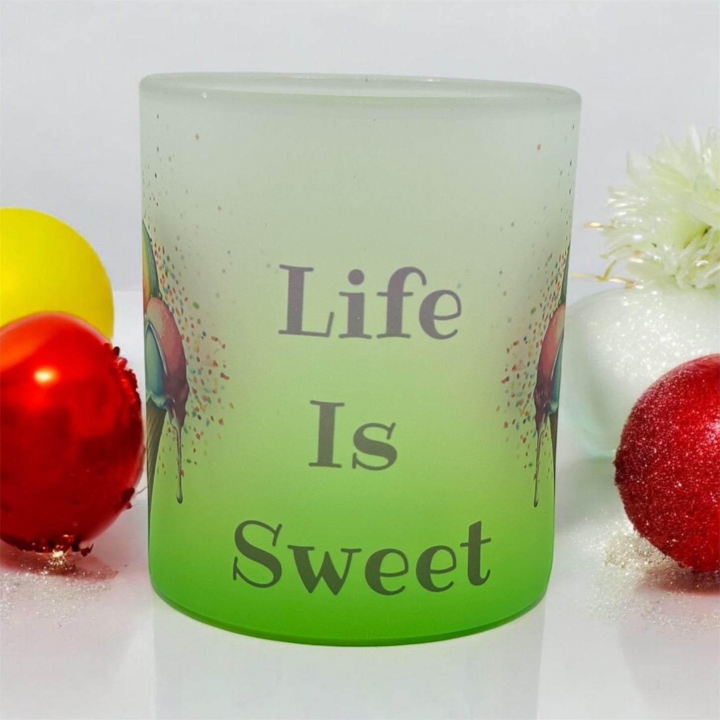 11oz Gradient Frosted Mug “Life Is Sweet” in Orange or Green