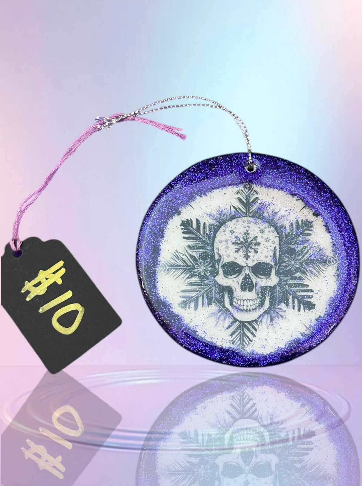 Glittery Skull Snowflake Ornaments