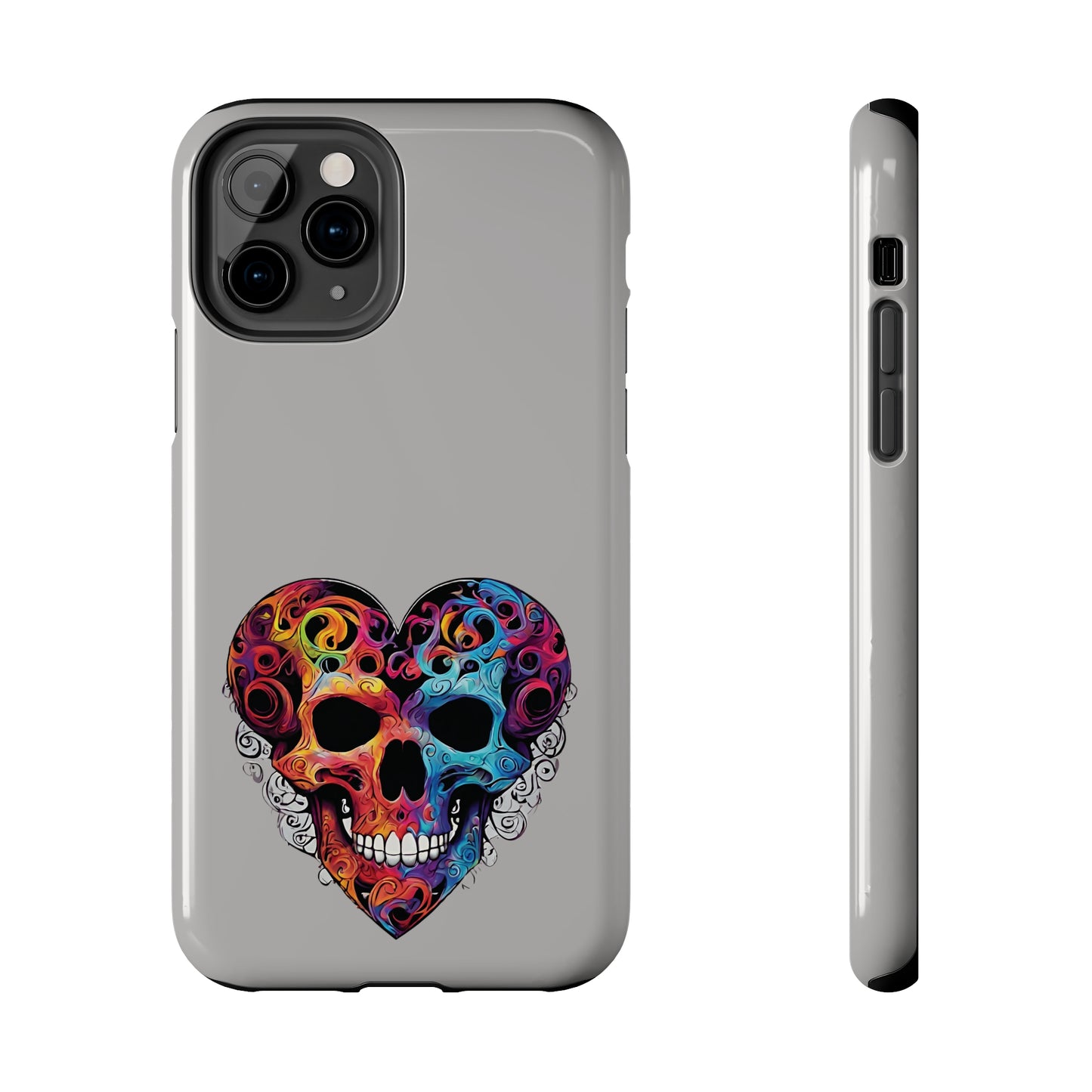 Colorful Heart Skull Tough Phone Cases