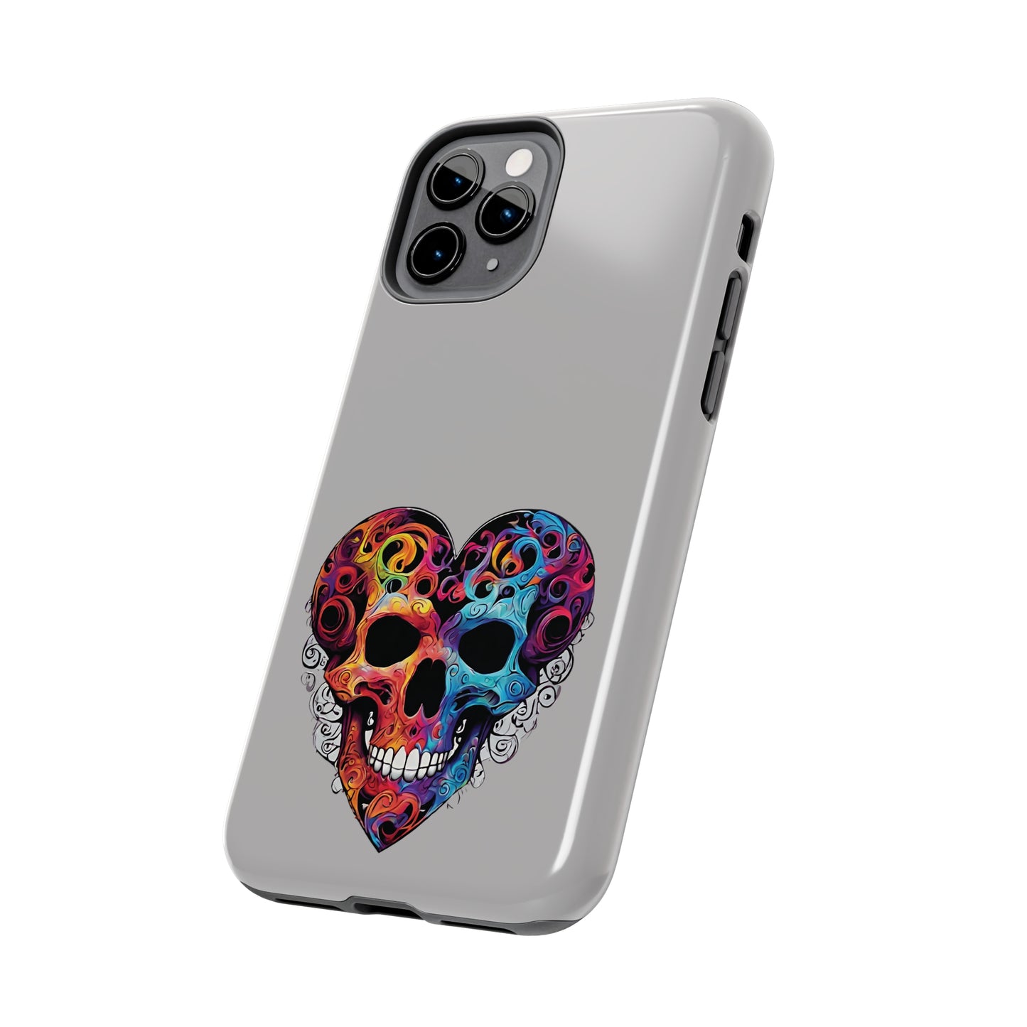 Colorful Heart Skull Tough Phone Cases