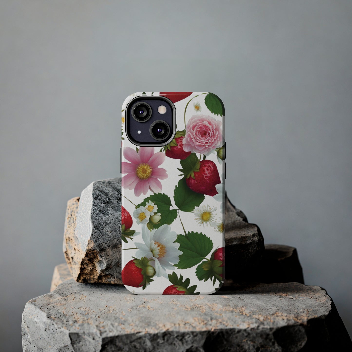 Floral Strawberries Design Tough Phone Cases