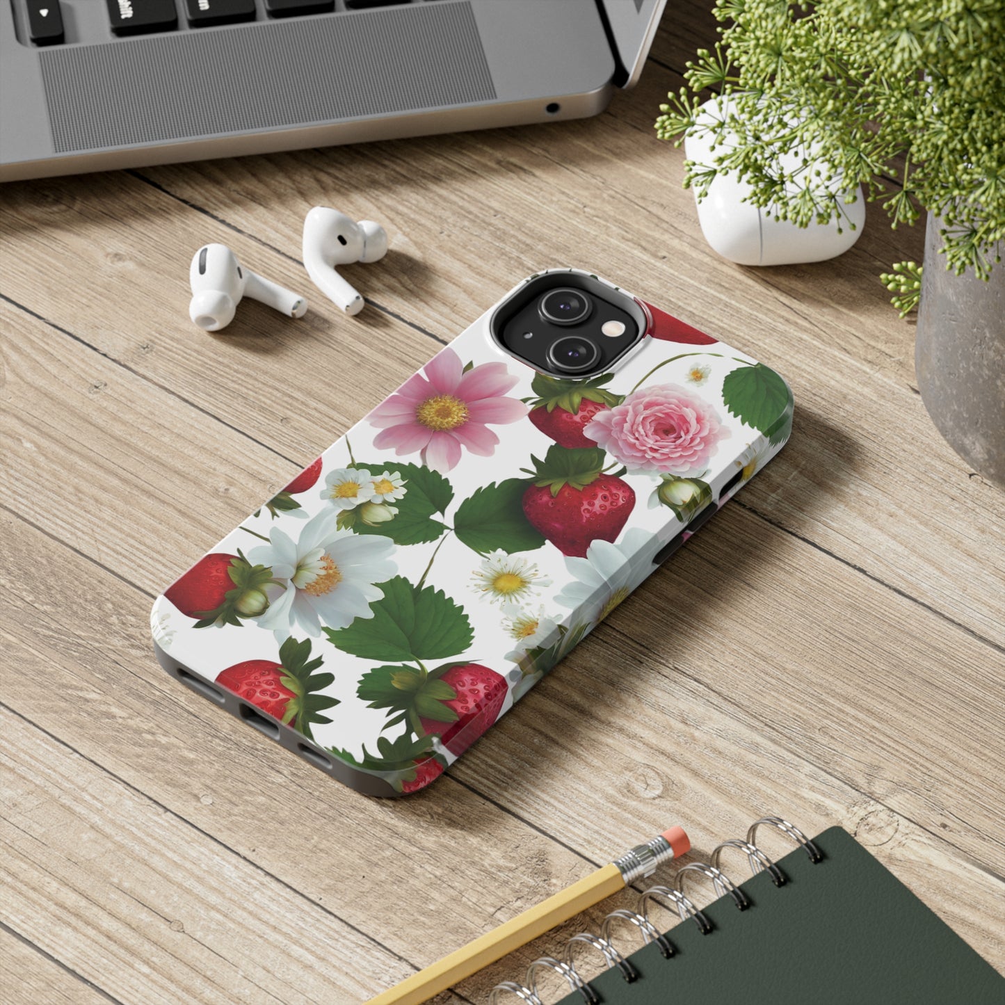 Floral Strawberries Design Tough Phone Cases