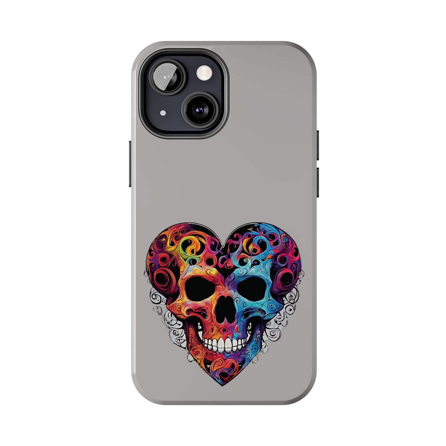 Colorful Heart Skull Tough Phone Cases