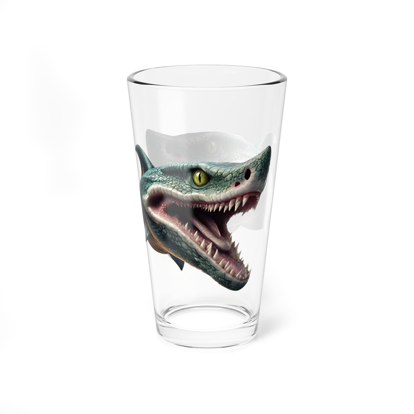 Green Gator Snake Shark Mixing Pint Glass, 16oz