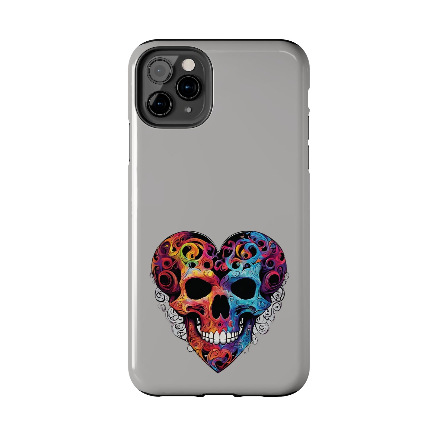 Colorful Heart Skull Tough Phone Cases