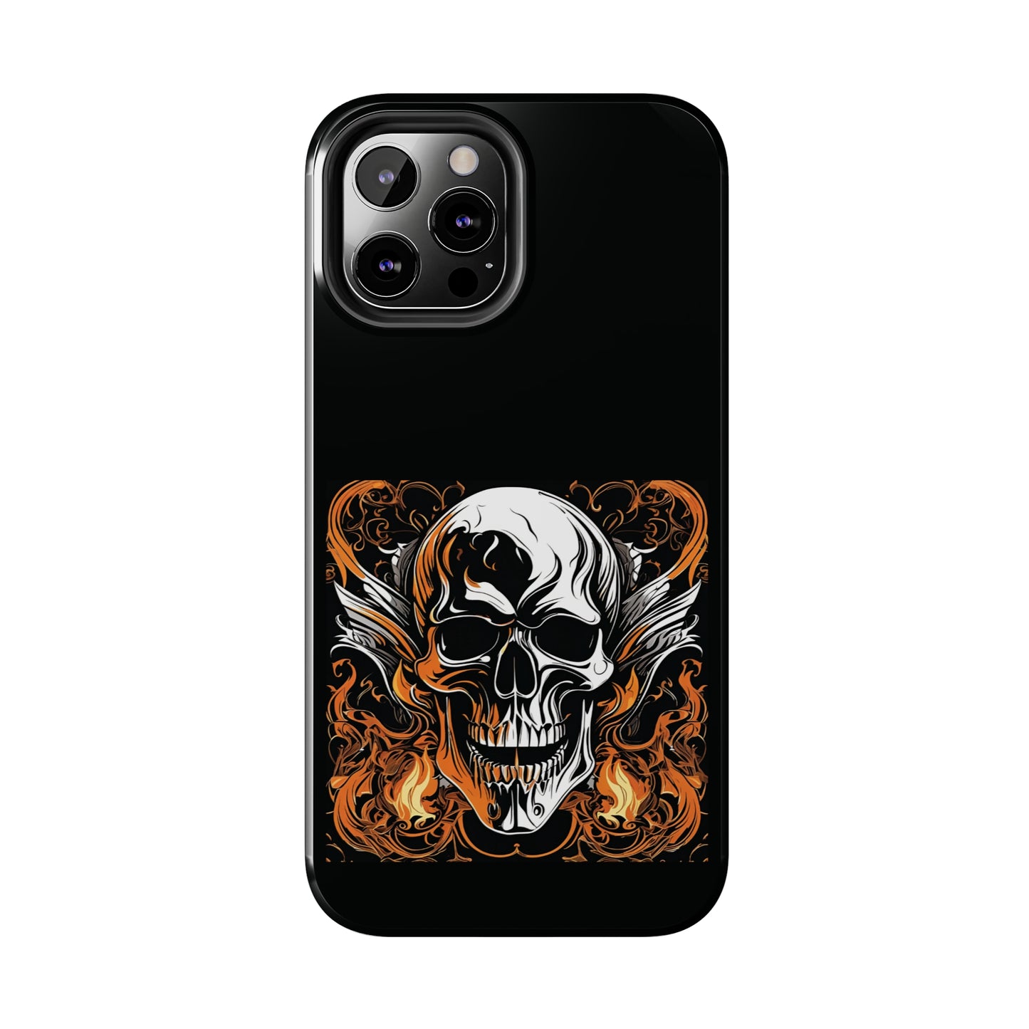 Flaming Skull Design Tough Phone Cases