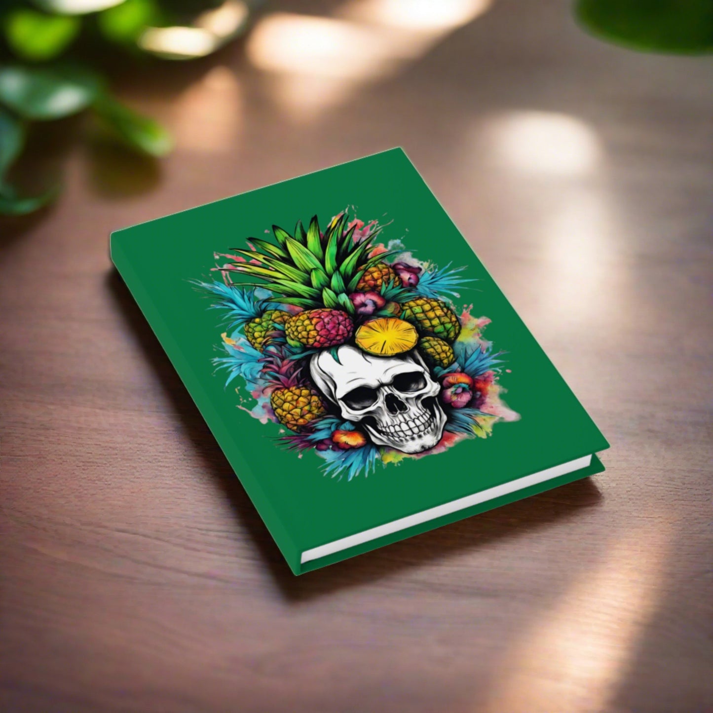 Tropical Colorful Mamba Skull on Green Journal - Blank