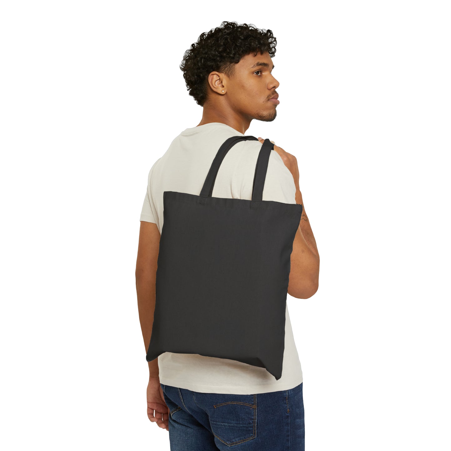 Cotton Canvas Tote Bag with Strawberry Floral Print Front Only