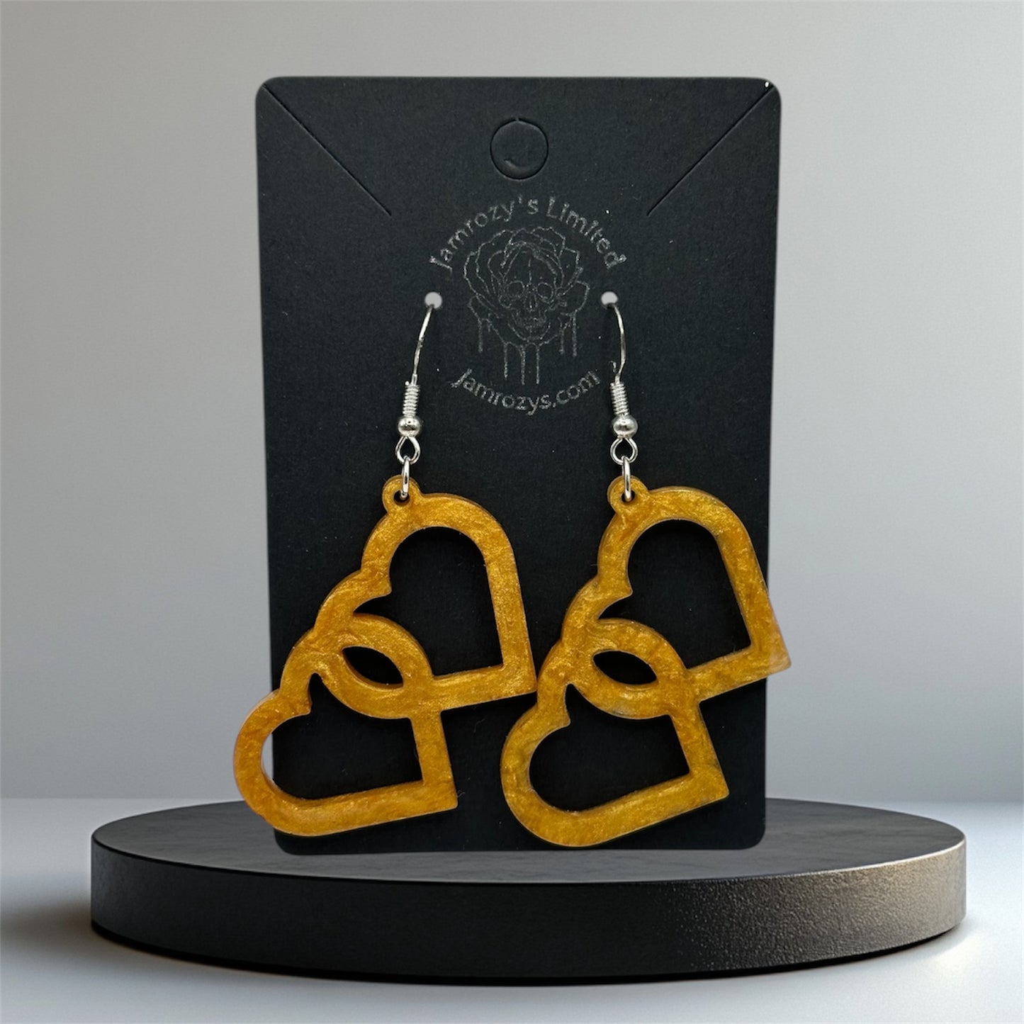 Double Golden Heart Dangle Earrings