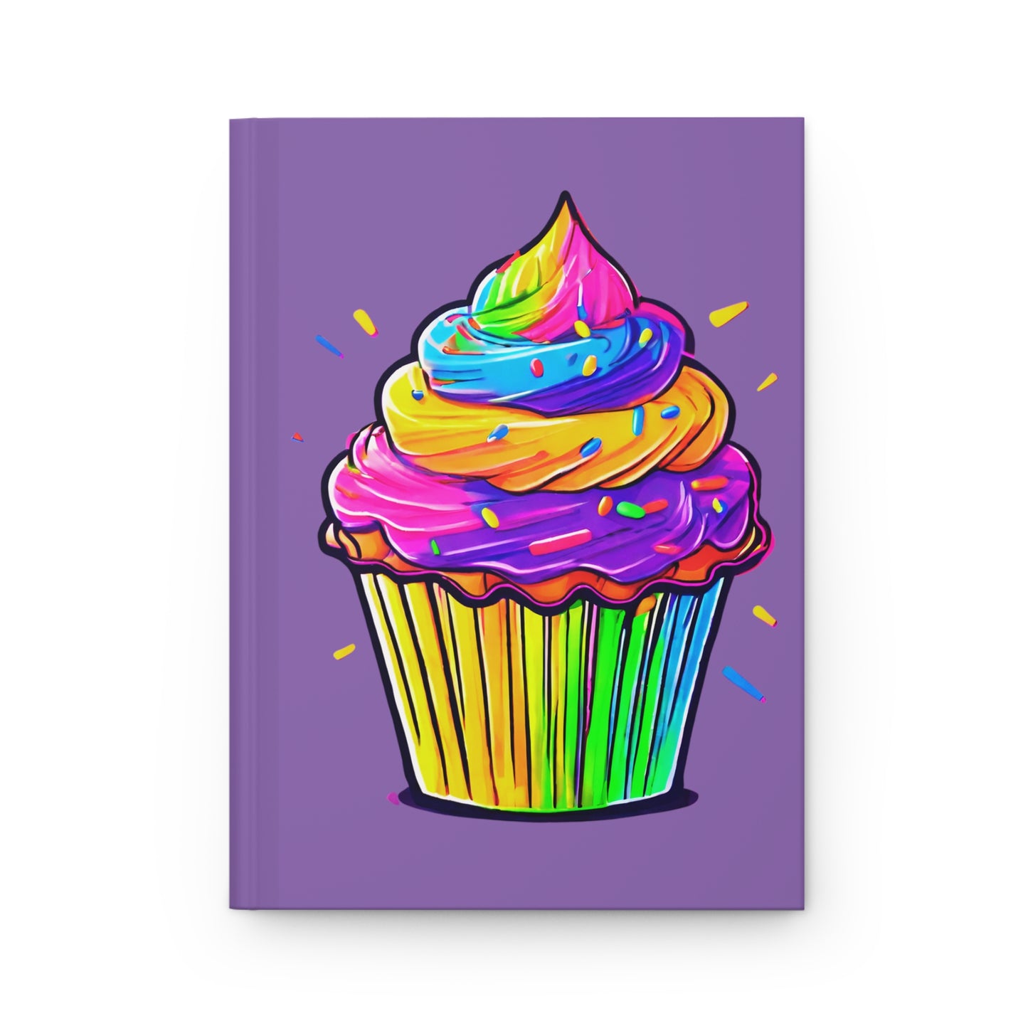 Neon Cupcake on Light Purple Hardcover Journal Matte