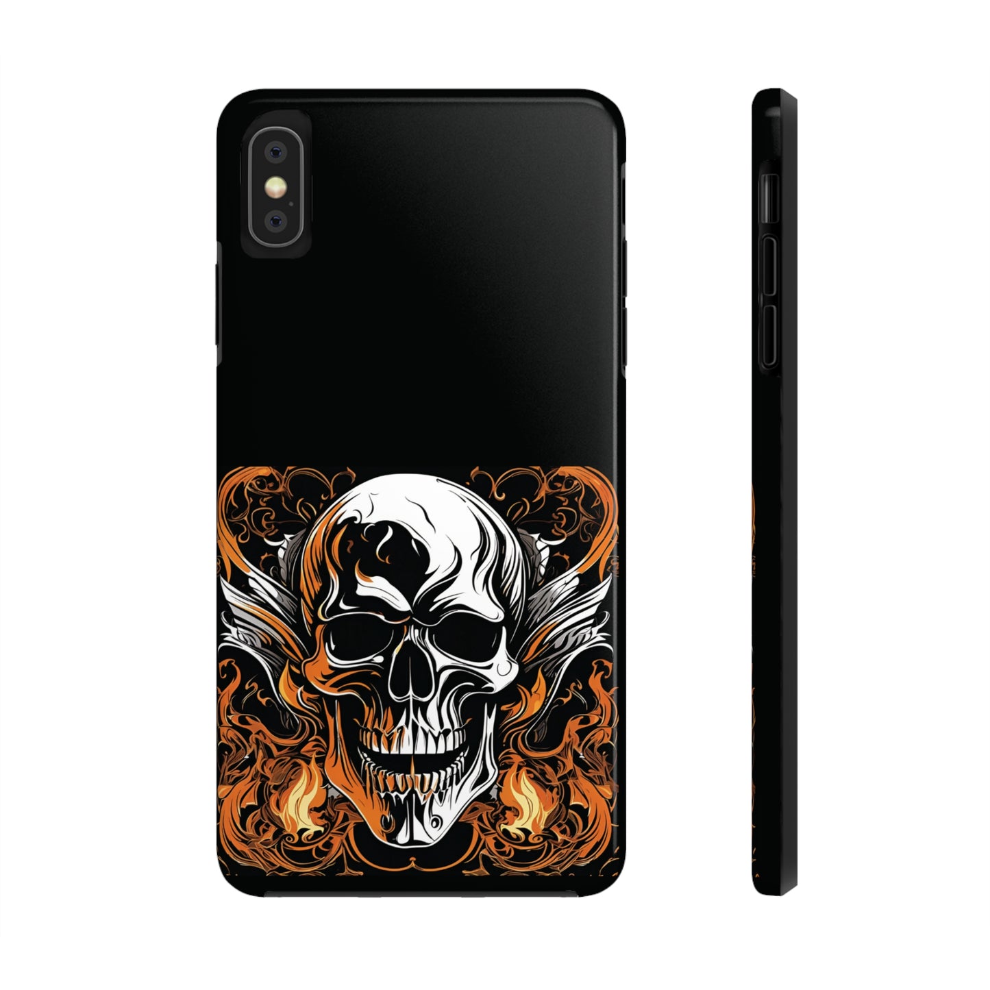 Flaming Skull Design Tough Phone Cases