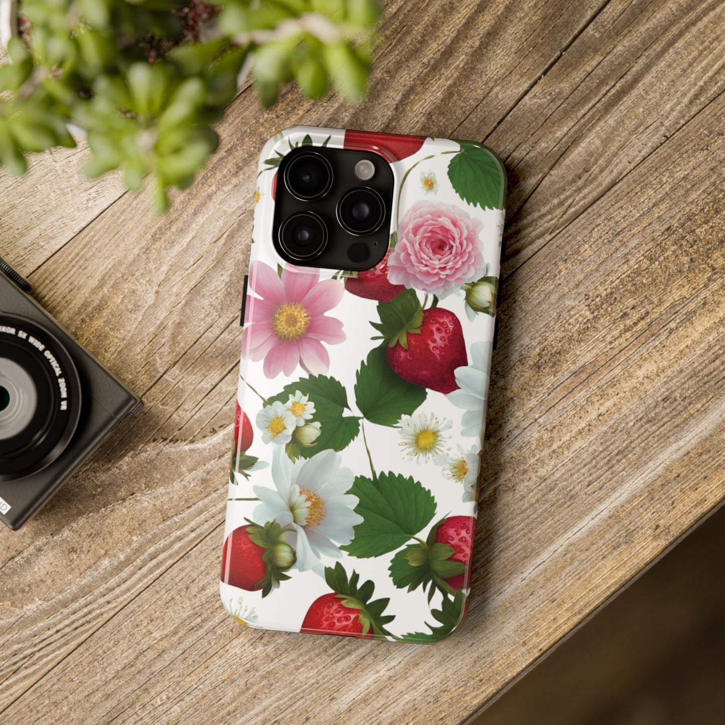 Floral Strawberries Design Tough Phone Cases
