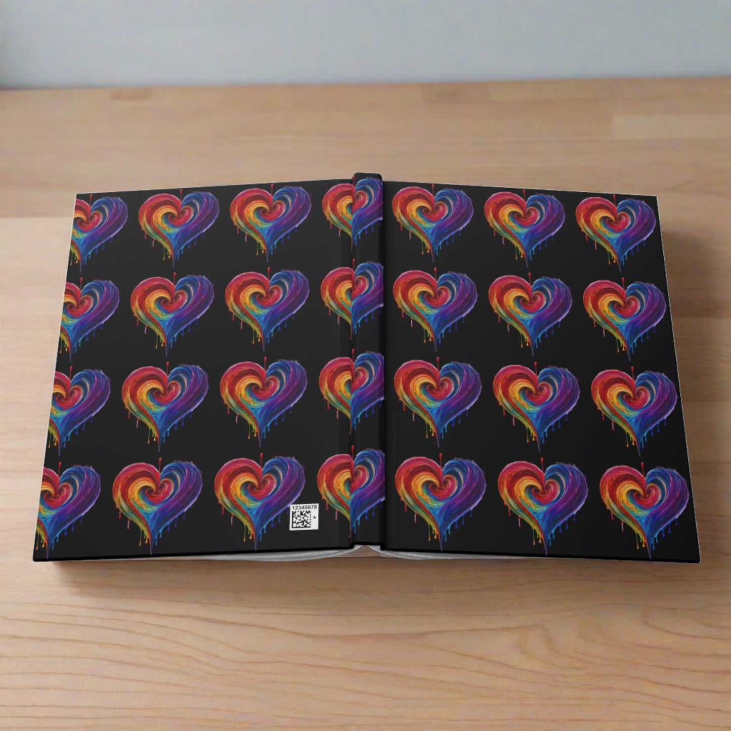 Heart Bleeding Colors on Black Hardcover Journal Matte