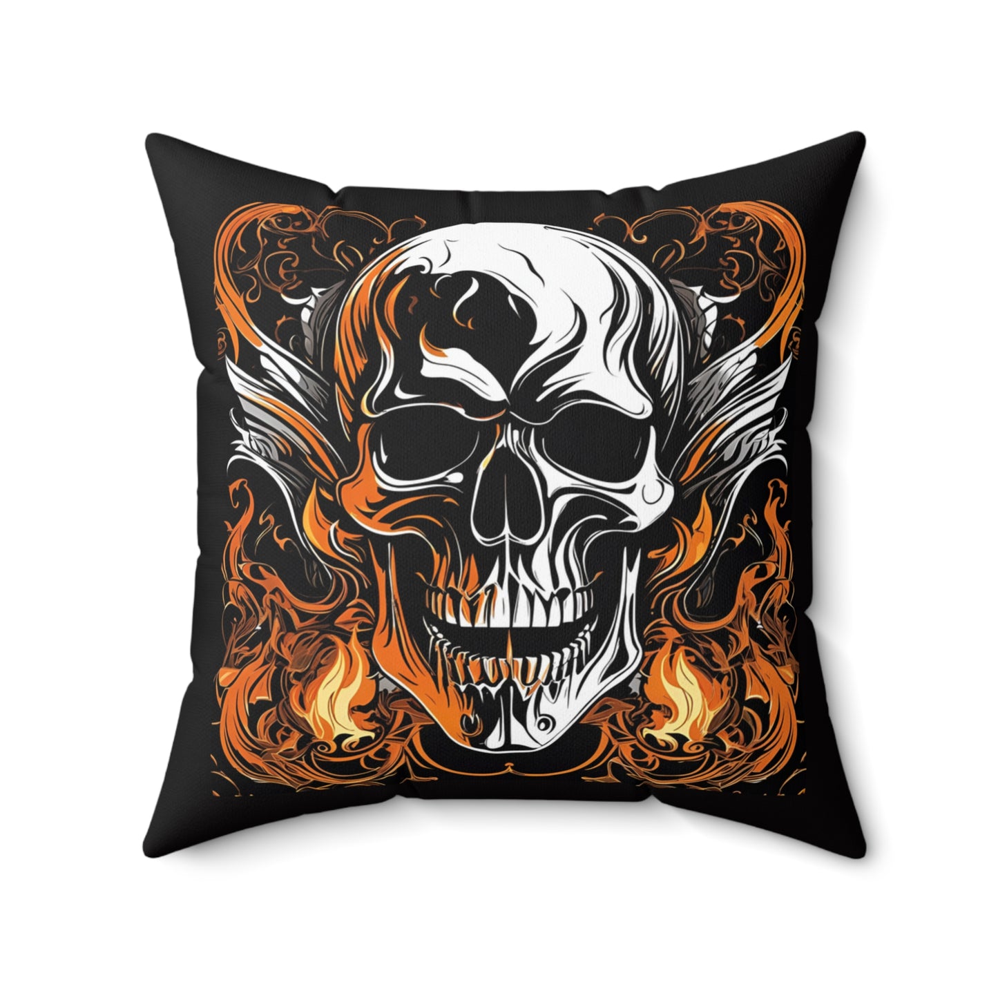 Flaming Skull- Both Sides Square Decorative Pillow