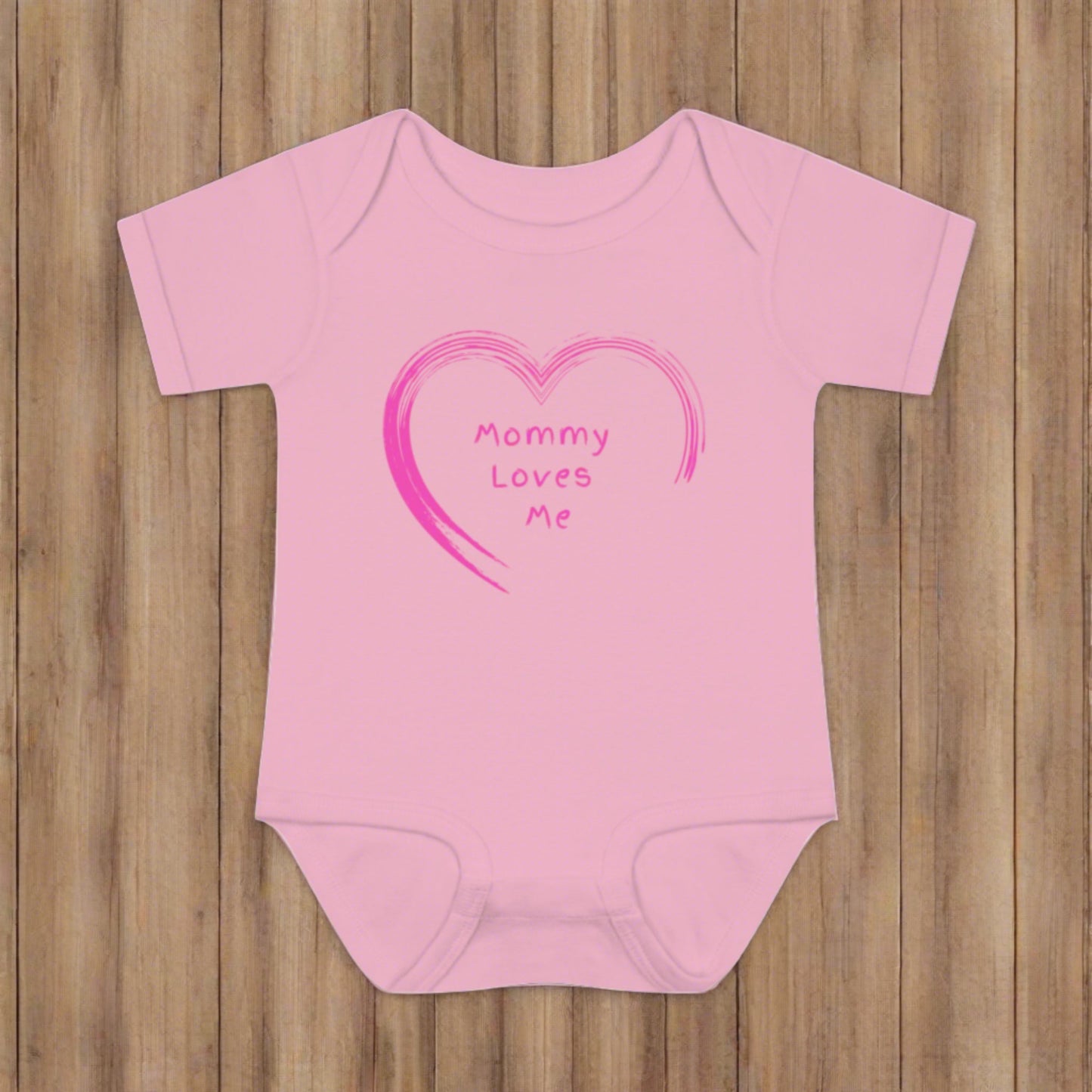 Pink "Mommy Loves Me" Infant Baby Rib Bodysuit