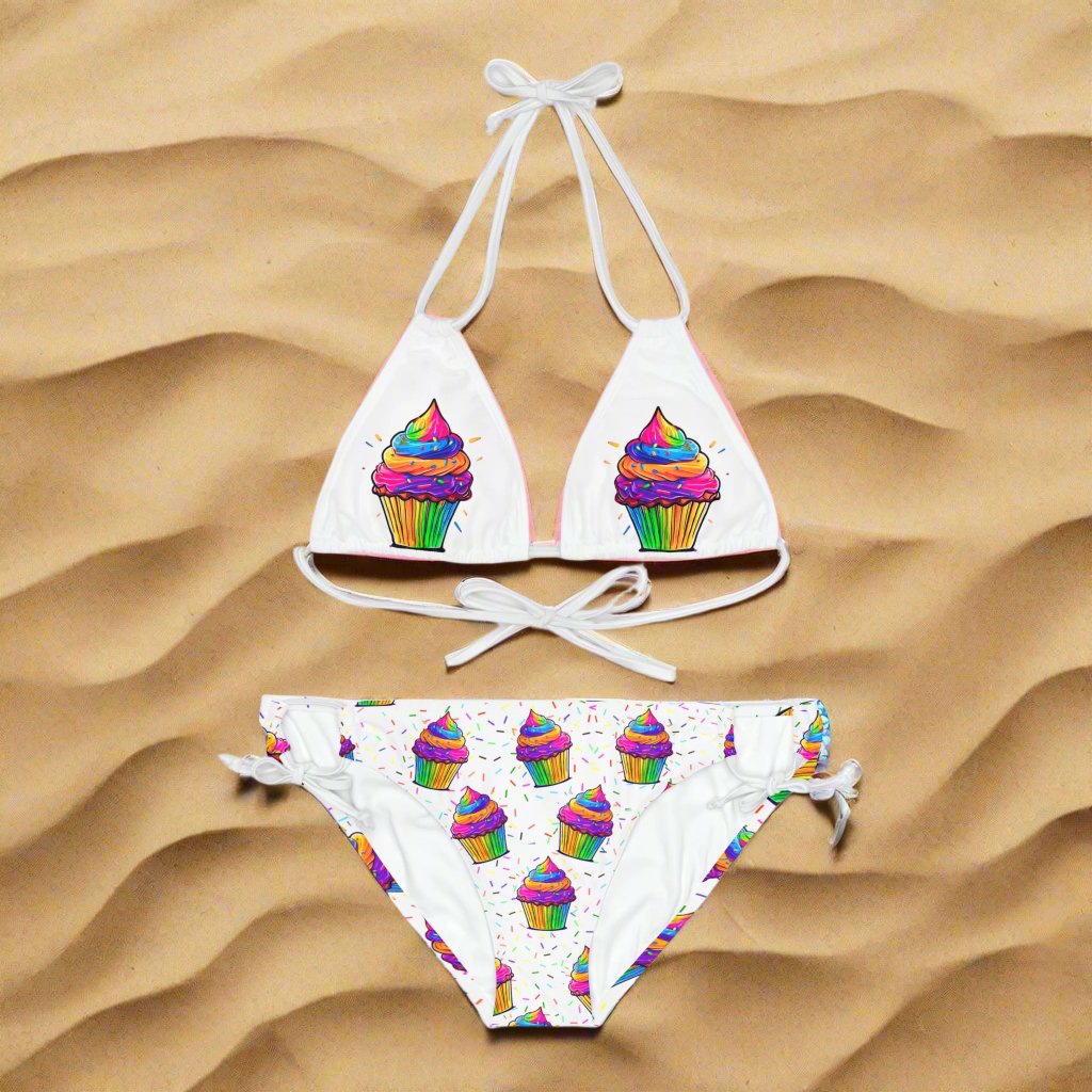 Neon Cupcake Strappy Bikini Set