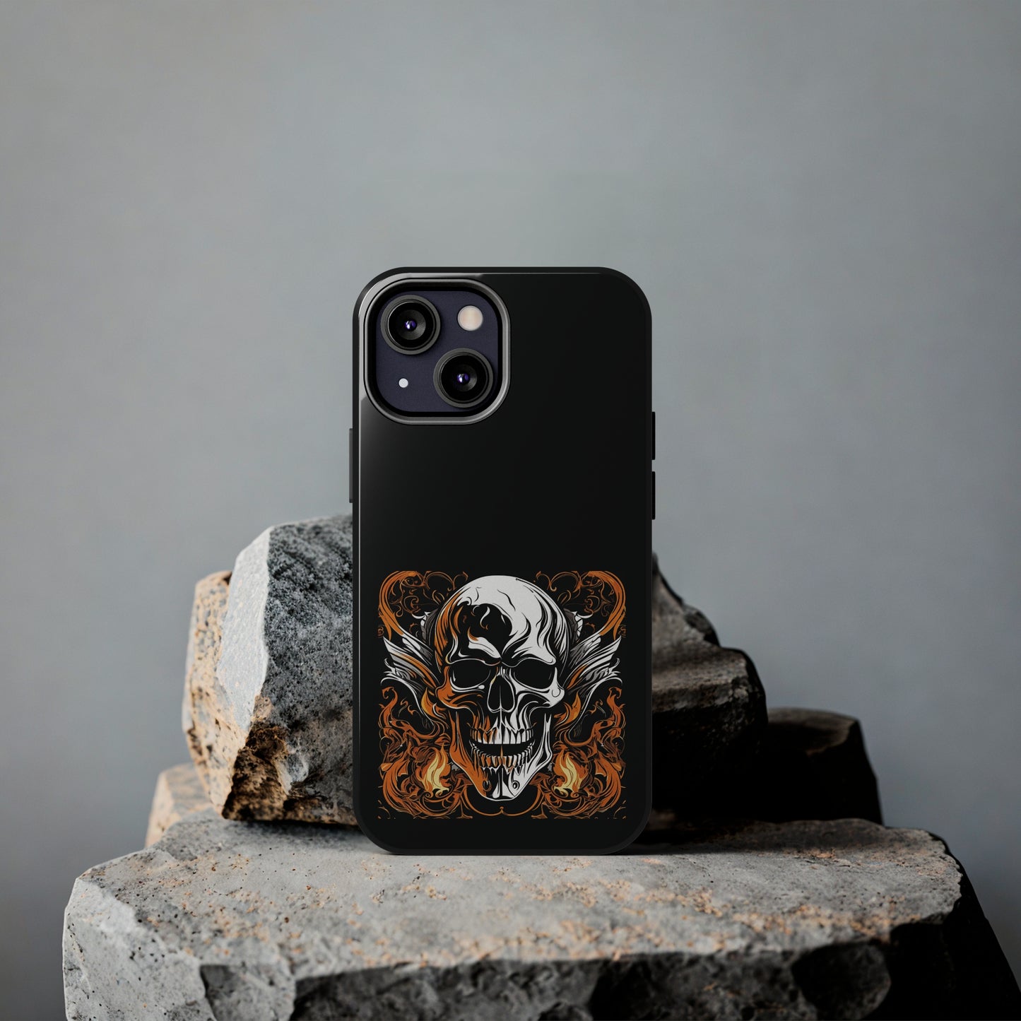 Flaming Skull Design Tough Phone Cases