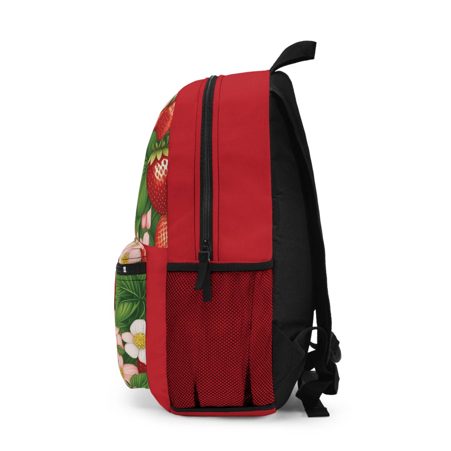 Dark Red Backpack with Strawberry Dreams Design