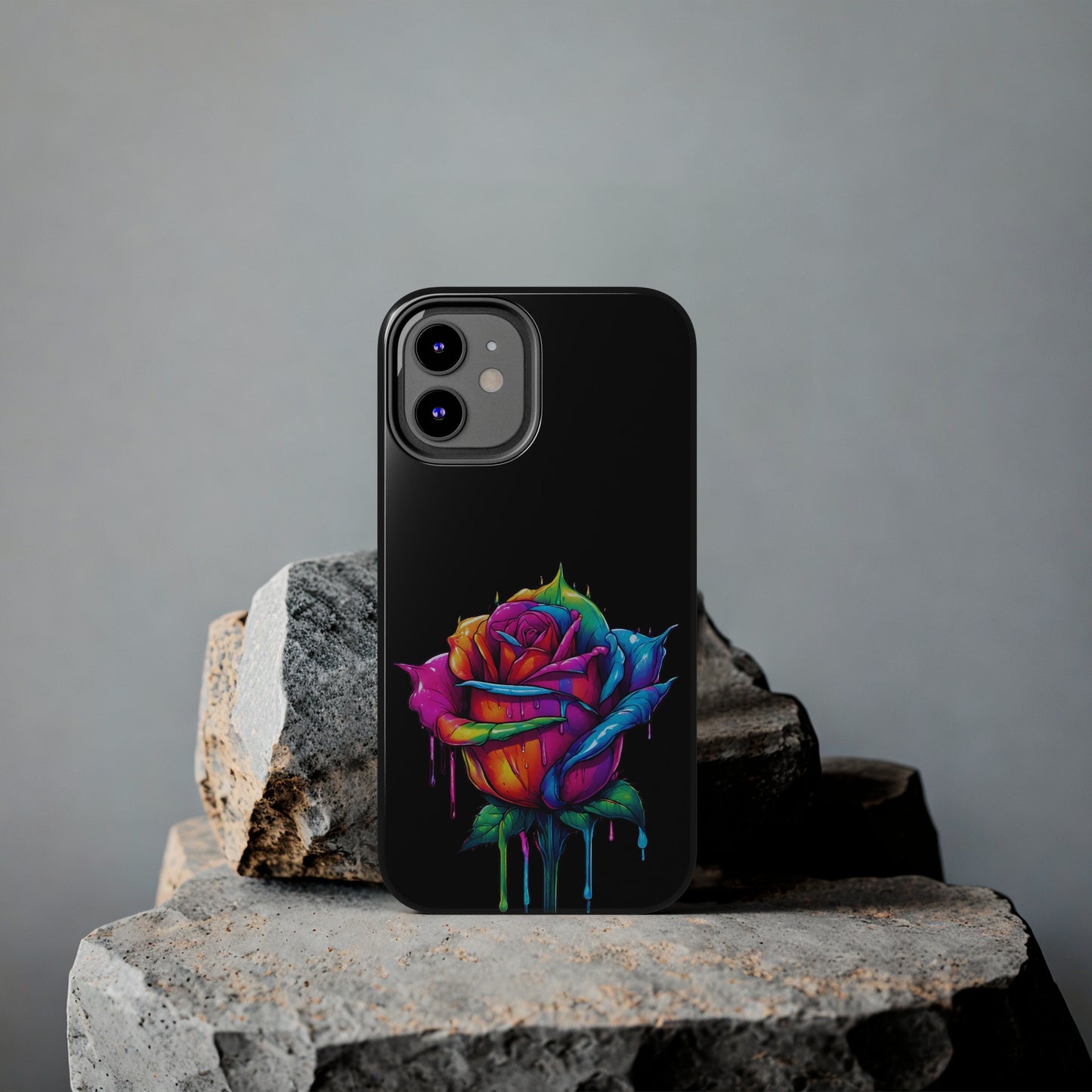 Rose Bleeding Colors on Black Tough Phone Cases