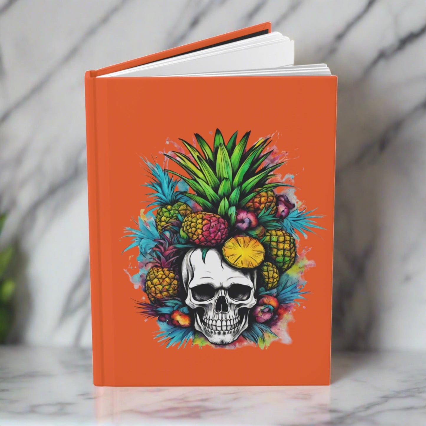 Colorful Mamba Skull on Orange Hardcover Journal Matte