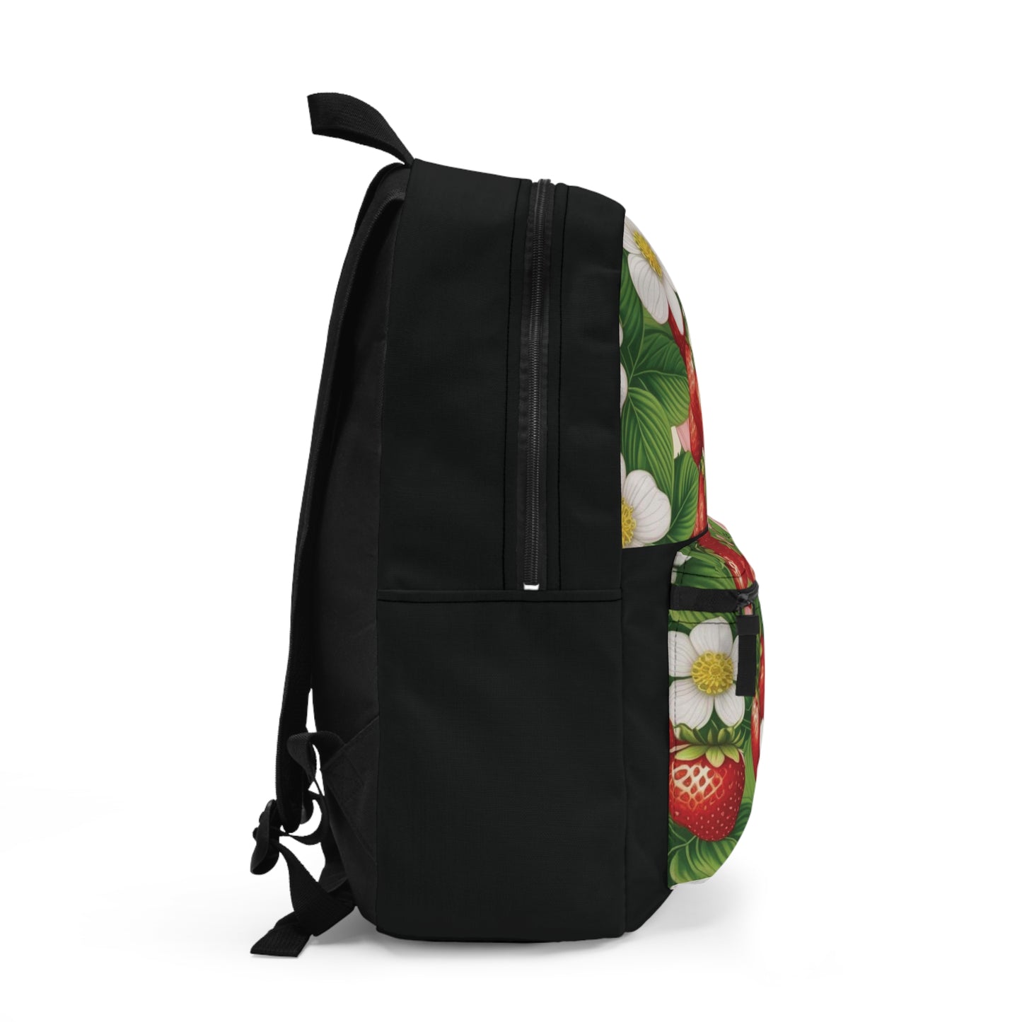Strawberry Dreams Design on Black Backpack