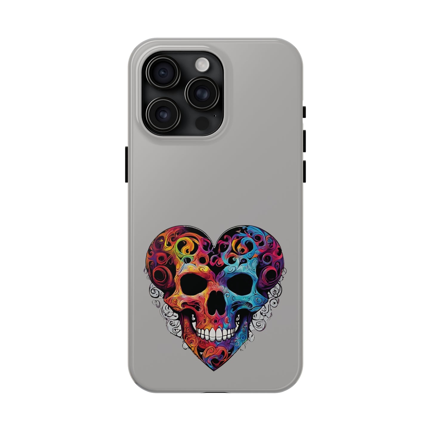 Colorful Heart Skull Tough Phone Cases