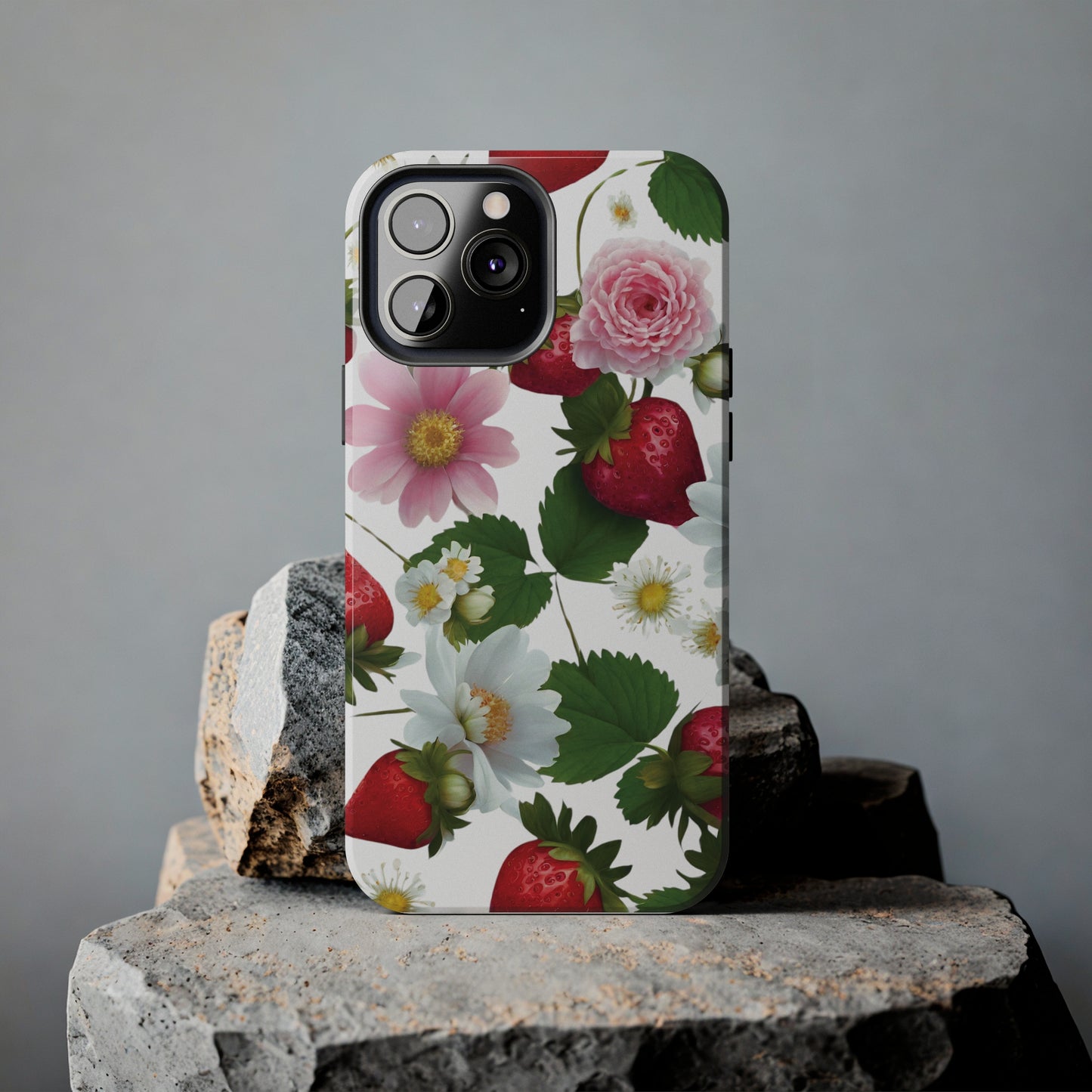 Floral Strawberries Design Tough Phone Cases