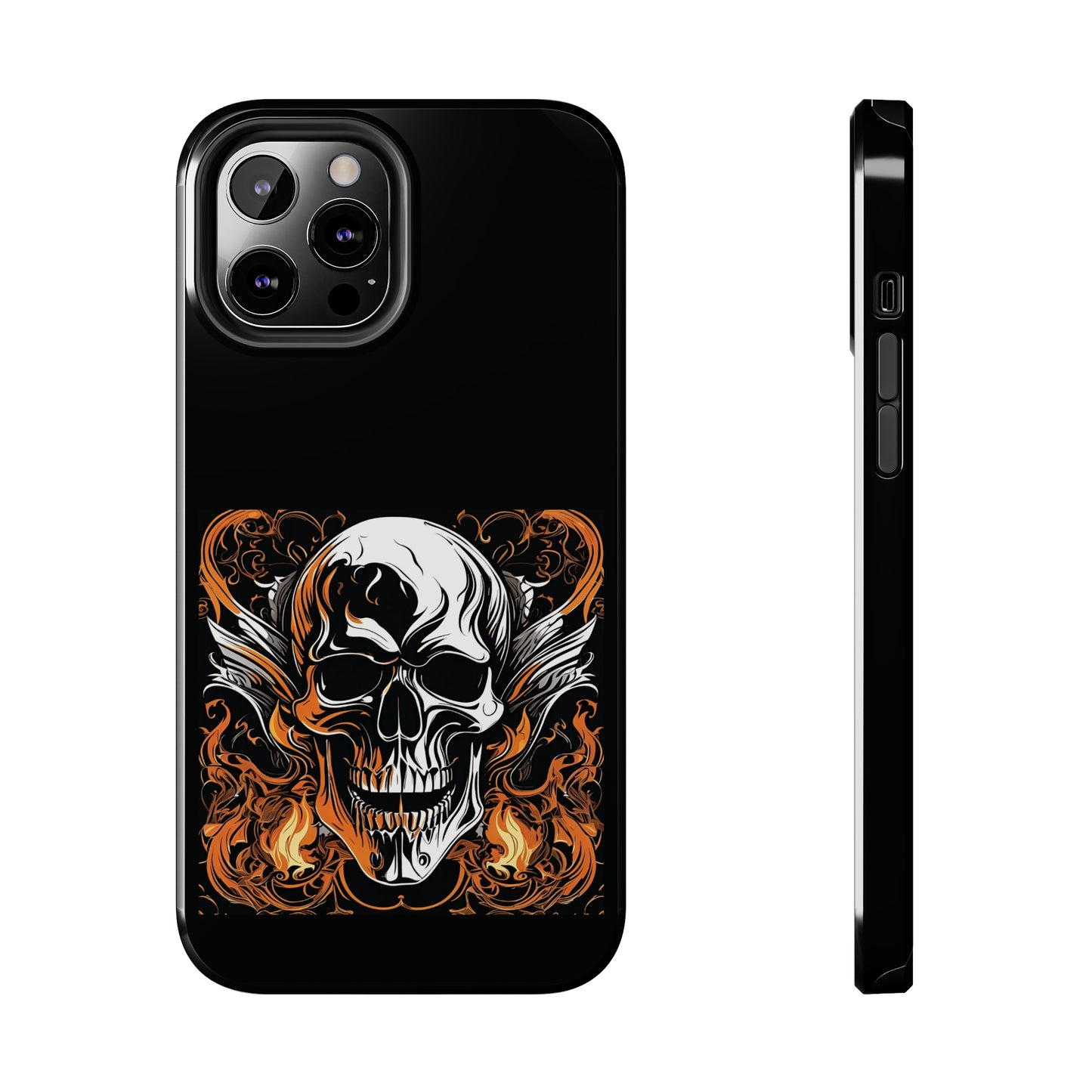 Flaming Skull Design Tough Phone Cases