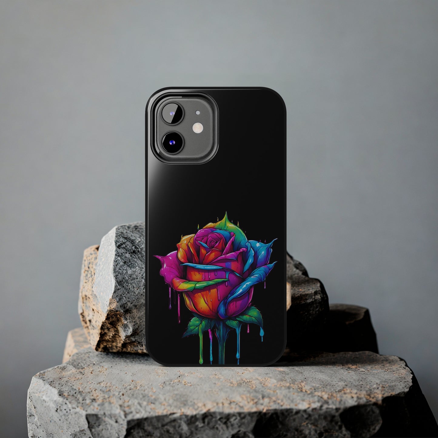 Rose Bleeding Colors on Black Tough Phone Cases