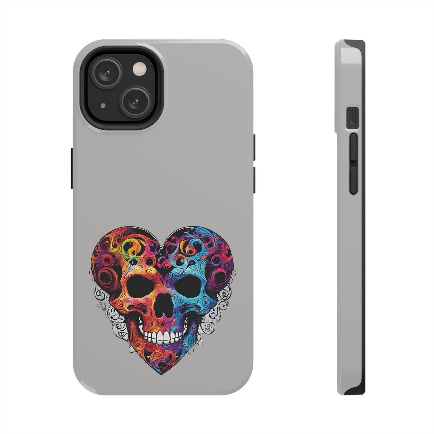 Colorful Heart Skull Tough Phone Cases