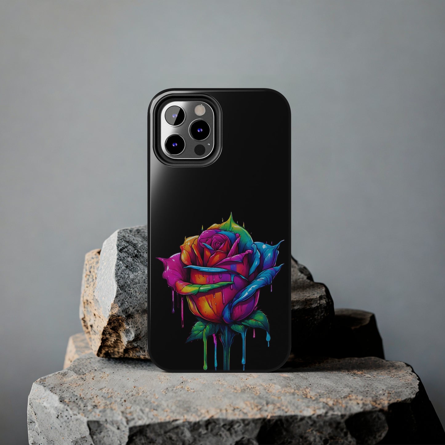Rose Bleeding Colors on Black Tough Phone Cases
