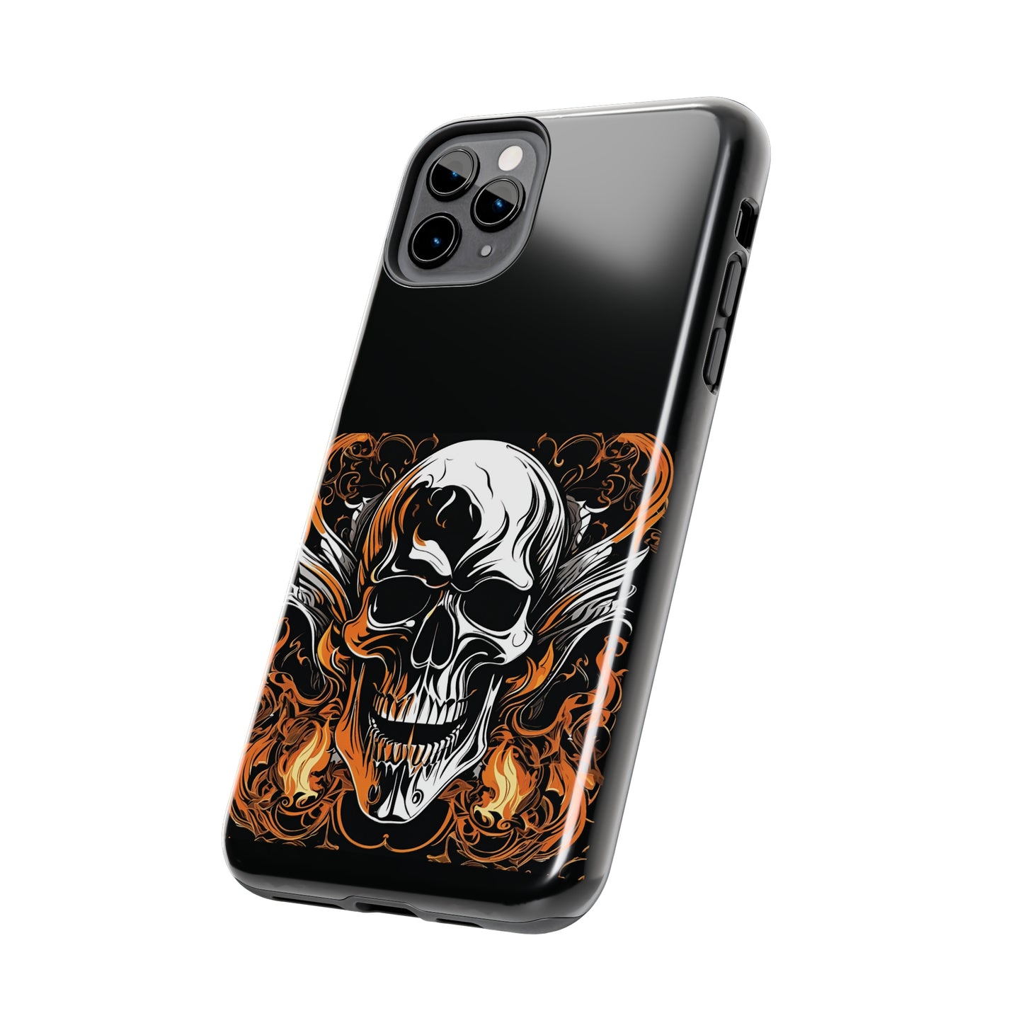 Flaming Skull Design Tough Phone Cases