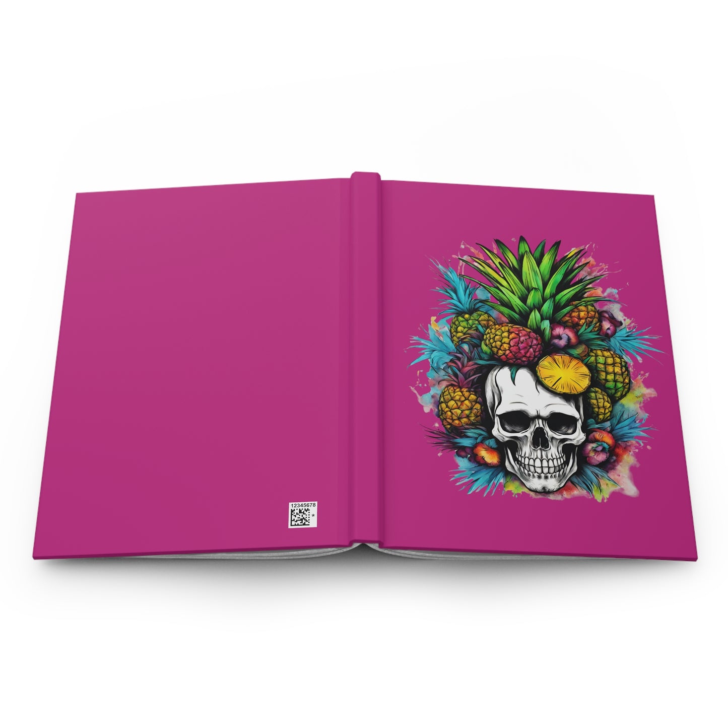 Colorful Mamba Skull on Pink Hardcover Journal Matte