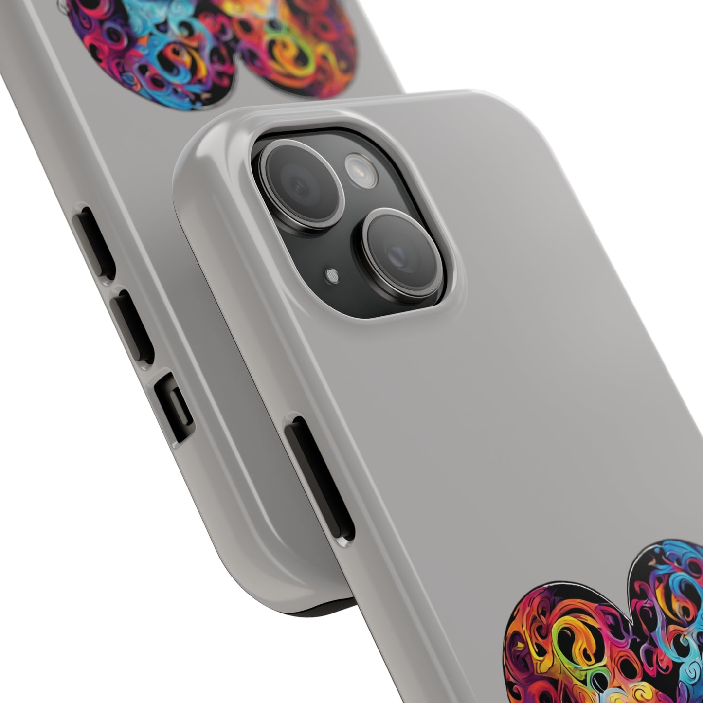 Colorful Heart Skull Tough Phone Cases