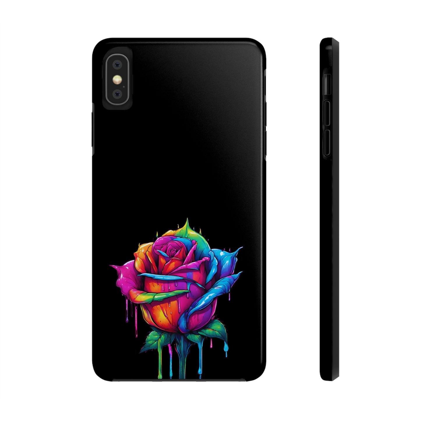 Rose Bleeding Colors on Black Tough Phone Cases