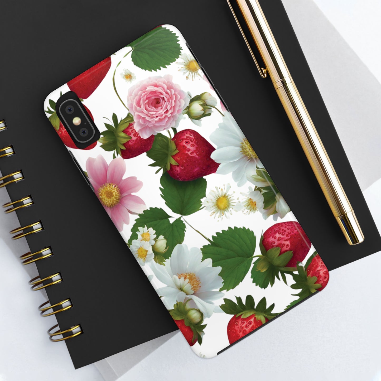 Floral Strawberries Design Tough Phone Cases