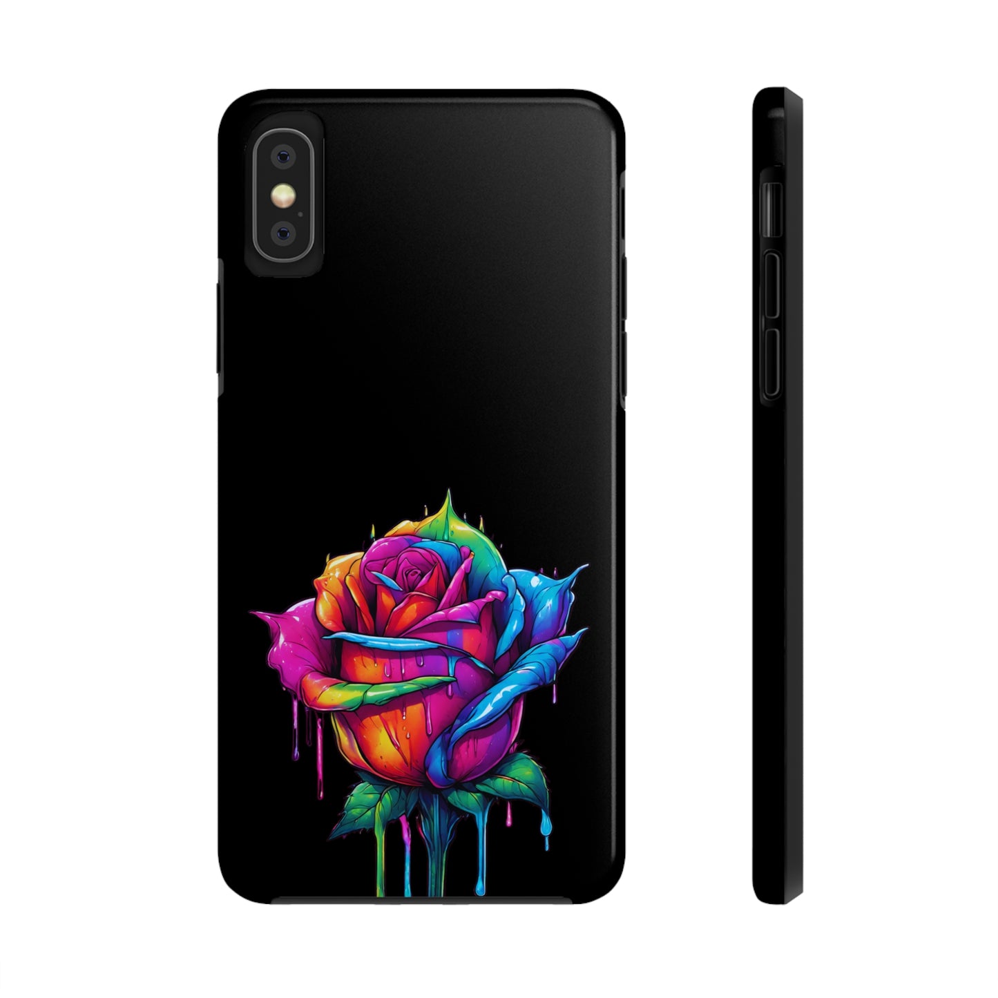 Rose Bleeding Colors on Black Tough Phone Cases