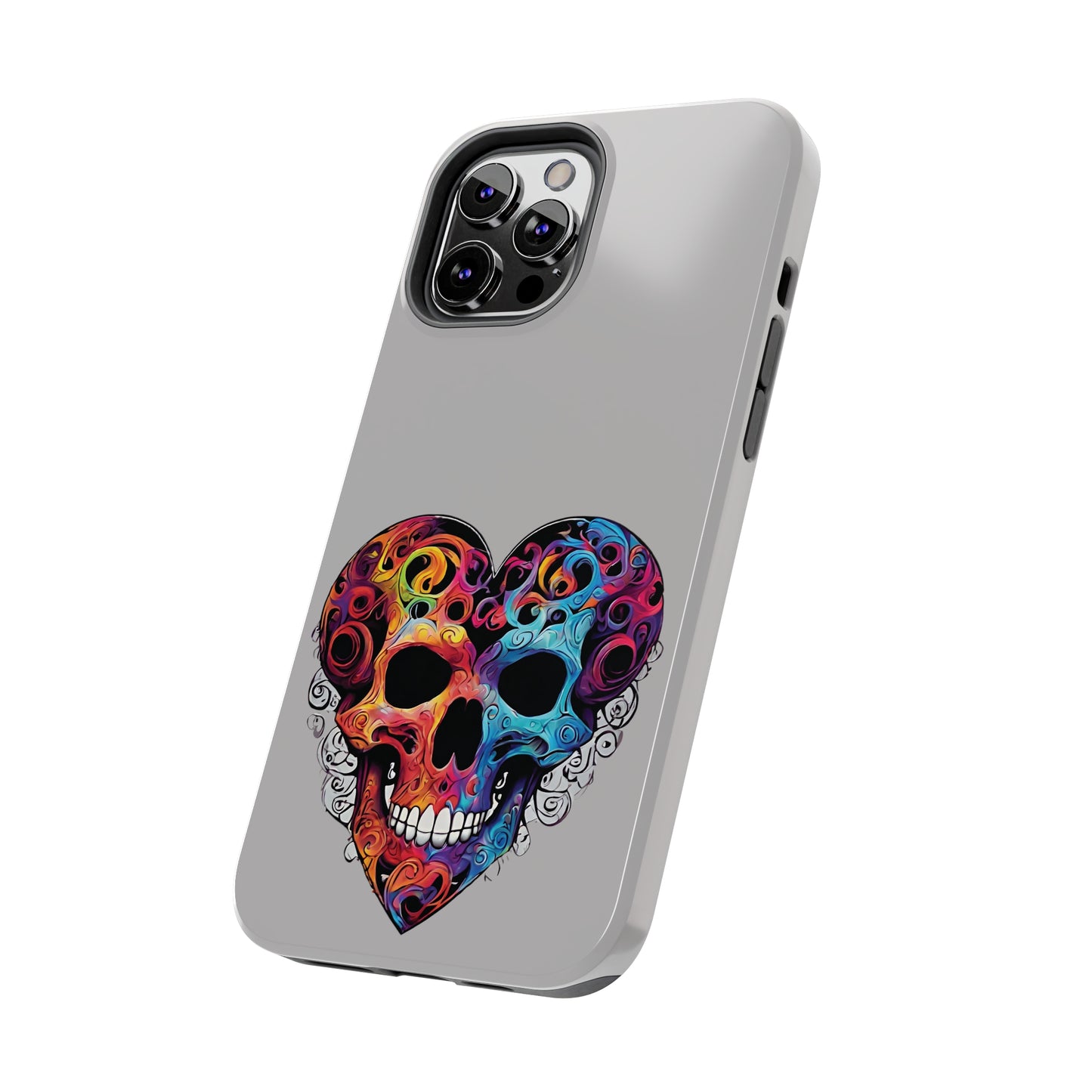 Colorful Heart Skull Tough Phone Cases