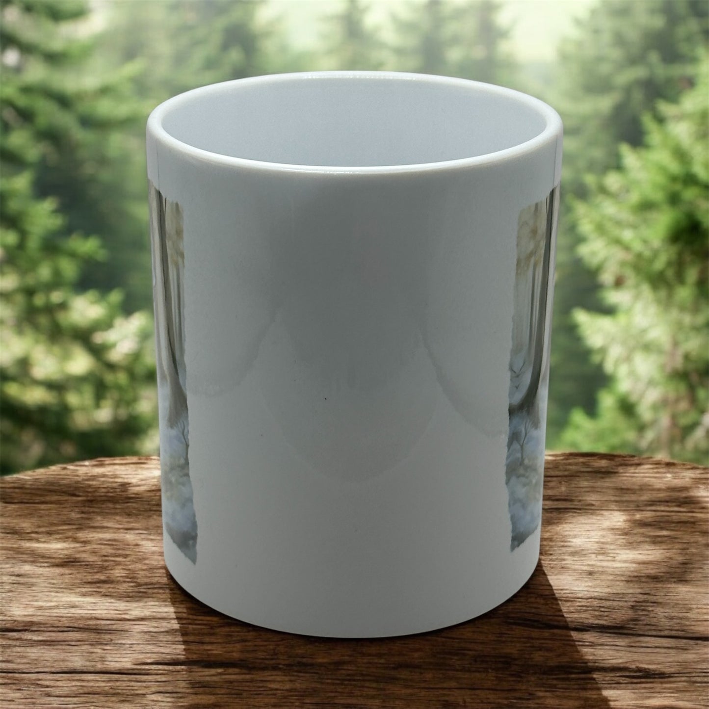 11oz White Ceramic Mug with Blue Deer Winter Wonderland