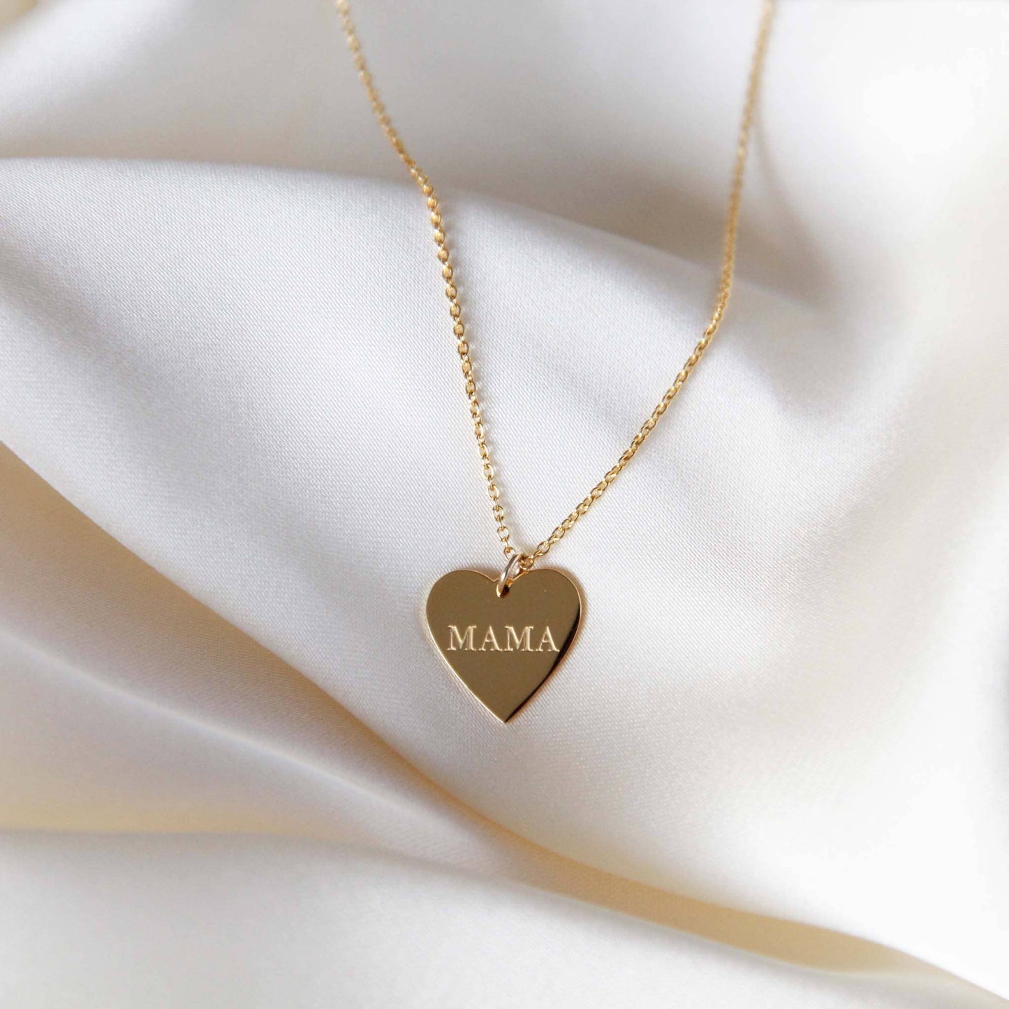 Sweet Dainty MAMA Heart Necklace: Gold